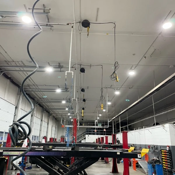 commercial electrical services LED retrofit and controls commissioning in a modern office