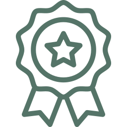 Energy efficient products badge with a central star and decorative ribbons